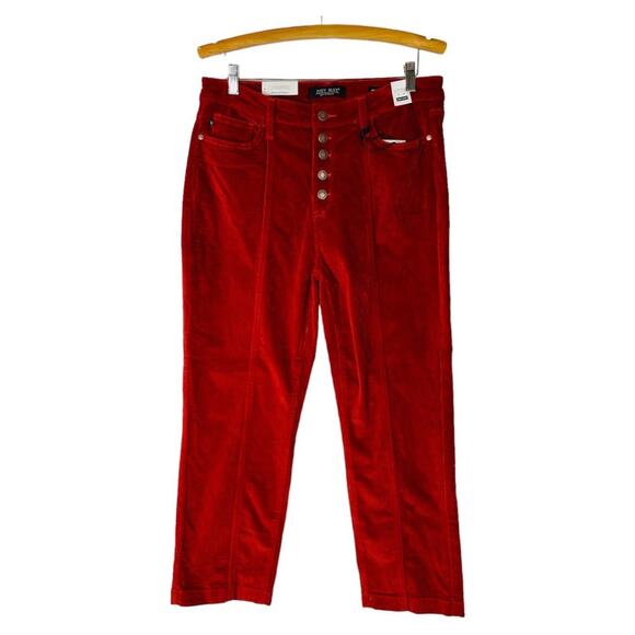 NWT Judy Blue orange rust high waist ankle straight leg corduroy pants 32 - Picture 1 of 9